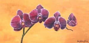 Aubergine Glow, Third On Canvas Alexis Martinez Puleio, Purple Orchid Painting